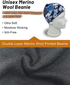 img 3 attached to 🧢 Printed Lined Knit Beanie Hats for Men and Women - Warm Winter Hats in Merino Wool by CORNER RUNNER