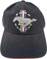 checkered flag sports ford mustang baseball cap for men - tri-bar pony logo car racing hat navy blue logo