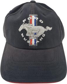 img 1 attached to Спортивная бейсболка Ford Mustang с клетчатым флагом для мужчин - Tri-Bar Pony Logo Car Racing Hat Navy Blue