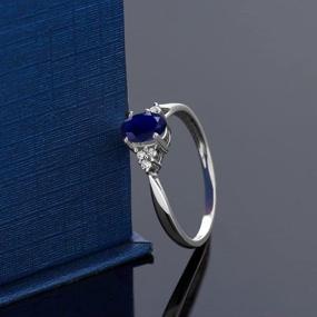 img 2 attached to Exquisite Gem Stone King 14K White Gold Blue Sapphire and White Diamond Women's Engagement Ring (0.61 Cttw, Birthstone Gemstone, Multiple Sizes Available)