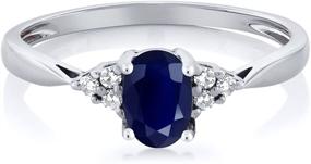 img 3 attached to Exquisite Gem Stone King 14K White Gold Blue Sapphire and White Diamond Women's Engagement Ring (0.61 Cttw, Birthstone Gemstone, Multiple Sizes Available)