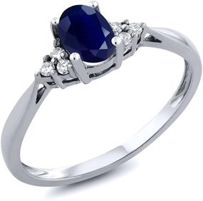 img 4 attached to Exquisite Gem Stone King 14K White Gold Blue Sapphire and White Diamond Women's Engagement Ring (0.61 Cttw, Birthstone Gemstone, Multiple Sizes Available)