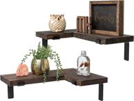 🪵 enhance your interior with mkono rustic wooden floating corner shelves - set of 2, brown logo