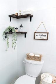 img 3 attached to 🪵 Enhance Your Interior with Mkono Rustic Wooden Floating Corner Shelves - Set of 2, Brown