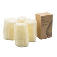 🧽 faay 4 pcs premium natural exfoliating loofah sponge: revitalize your skin with eco-friendly unbleached luffa body scrubber for men and women. paraben free bath sponge, shower loofah - 6-inch rejuvenating spa experience! logo