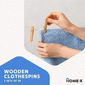 img 3 attached to 👕 HOME-X Wood Clothespins, Laundry Line Drying Clips, Indoor & Outdoor Clothes-Drying Clips, Ideal for Crafts, 2 Packs of 50