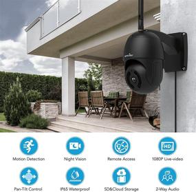 img 3 attached to 📷 Black Wansview Outdoor Security Camera, 1080P Pan-Tilt Surveillance Waterproof WiFi Cameras, Night Vision, Two-Way Audio, Motion Detection, Remote Access, Alexa Compatible - W9