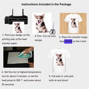 img 1 attached to 👕 A4 Size Printable Heat Transfer Vinyl Paper: High-Quality Inkjet Printer Compatible, Ideal for Iron-On Light T-Shirt Fabric HTV Transfers - 20 Sheets