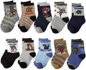 img 4 attached to 🦕 Dino-mite Boys' Cotton Socks: Stretchy Dinosaur-themed Boys' Clothing