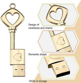 img 2 attached to ❤️ Weewooday Metal USB Thumb Drive Set with Heart Shaped Key & Necklaces - Perfect Graduation Presents - 2-Pack