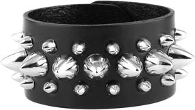 img 3 attached to HZMAN Unisex Studded Leather Bracelet Boys' Jewelry for Bracelets