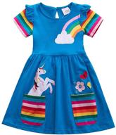 🌈 juxinsu summer short sleeve cotton dress for toddler girls 3-7 years - rainbow pony cartoon design logo