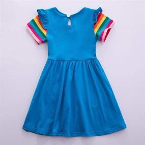 img 3 attached to 🌈 JUXINSU Summer Short Sleeve Cotton Dress for Toddler Girls 3-7 Years - Rainbow Pony Cartoon Design