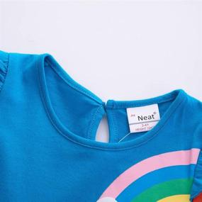 img 2 attached to 🌈 JUXINSU Summer Short Sleeve Cotton Dress for Toddler Girls 3-7 Years - Rainbow Pony Cartoon Design