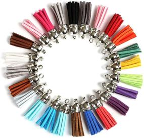 img 4 attached to 🔑 Naler Leather Tassel Pendants: 120 Faux Suede Tassels with Caps - Key Chain Straps DIY Accessories in 24 Colors