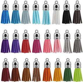 img 1 attached to 🔑 Naler Leather Tassel Pendants: 120 Faux Suede Tassels with Caps - Key Chain Straps DIY Accessories in 24 Colors