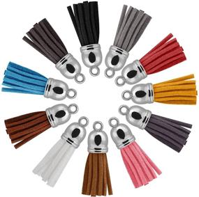 img 3 attached to 🔑 Naler Leather Tassel Pendants: 120 Faux Suede Tassels with Caps - Key Chain Straps DIY Accessories in 24 Colors