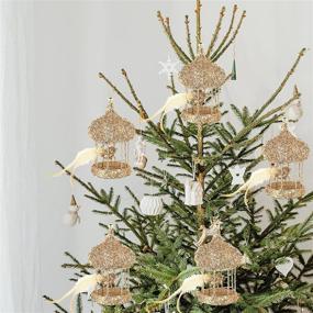 img 2 attached to 🎄 ZhanYiGY 6" Christmas Tree Birdcage Ornaments Hanging - 3pc Set, Champagne: Perfect Indoor Xmas Decorations for Weddings, Parties & Holidays!