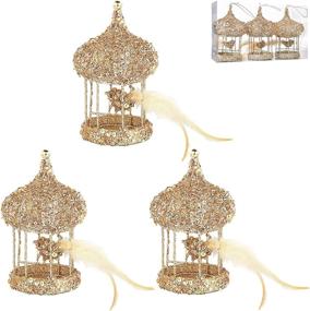 img 4 attached to 🎄 ZhanYiGY 6" Christmas Tree Birdcage Ornaments Hanging - 3pc Set, Champagne: Perfect Indoor Xmas Decorations for Weddings, Parties & Holidays!