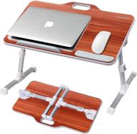 📚 kavalan foldable laptop desk stand with top handle - adjustable height tray for couch, sofa, or floor - perfect for reading, working, studying - american cherry logo