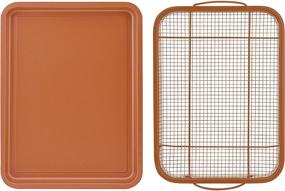img 3 attached to 🍳 Корзина для жарки в духовке G&S Metal Products с антипригарным покрытием и противопригарной сковородой, 13,9 x 9,9, медное покрытие, модель 9037-AZ.