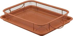 img 4 attached to 🍳 Корзина для жарки в духовке G&S Metal Products с антипригарным покрытием и противопригарной сковородой, 13,9 x 9,9, медное покрытие, модель 9037-AZ.