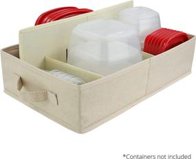 img 3 attached to HappiBox Food Storage Container Organizer Box - Kitchen Drawer Organizer for Tupperware, Rubbermaid, and Glad Containers and Lids - Adjustable and Foldable Cloth Storage Solution