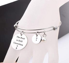 img 1 attached to 🔁 Semicolon Jewelry: Mental Health Awareness Bracelet & Keychain - Where the Story Continues