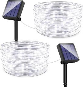 img 4 attached to 🌞 Outdoor Solar Rope Lights - 40FT 100 LED Tube Light 8 Modes, Waterproof String Rope Lights Powered by Solar, Ideal for Garden Patio Fence Balcony Yard Tree Decoration Lighting (Nature White, 2 Pack)