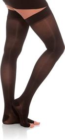 img 3 attached to Jomi Compression Thigh High Stockings Collection: 30-40mmHg Sheer Open Toe 345 (Medium, Black)