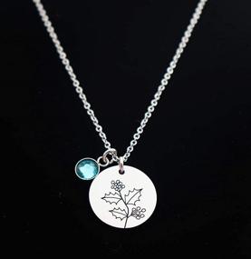 img 3 attached to Eilygen Birth Month Flower Necklace: Stainless Steel Disc Pendant with Birth Stone Charm - Perfect Birthday Gift for Mom, Sister, and Best Friend