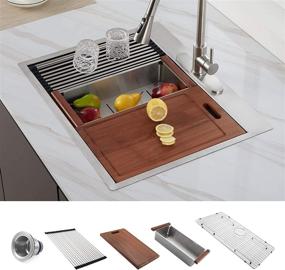 img 4 attached to 🚰 HERCATE 33&#34; x 22&#34; Stainless Steel Drop in Kitchen Sink with Workstation - Complete with All Accessories