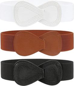 img 4 attached to 👗 JASGOOD Women's Vintage Elastic Wide Waist Belt - Stretchy Belt for Dresses