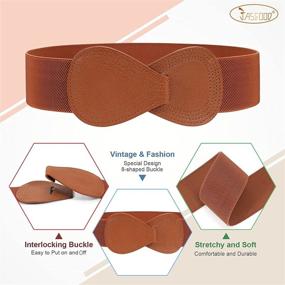 img 2 attached to 👗 JASGOOD Women's Vintage Elastic Wide Waist Belt - Stretchy Belt for Dresses