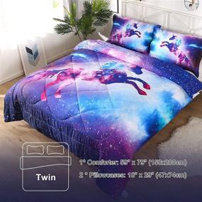 img 3 attached to Galaxy Unicorn Comforter Sets - Blue and Purple 3 Piece Bedding for Boys and Girls, Quilted Bedspread, Twin Size Kids Bedding Sets