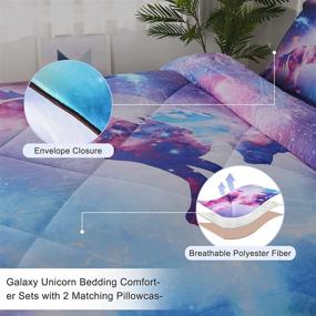 img 1 attached to Galaxy Unicorn Comforter Sets - Blue and Purple 3 Piece Bedding for Boys and Girls, Quilted Bedspread, Twin Size Kids Bedding Sets