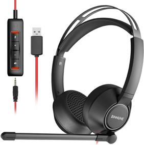 img 4 attached to 🎧 BINNUNE USB Headset with Microphone: Enhanced Audio for Zoom Conference Calls & Call Centers | Wired Headphones for PC/Laptop with Noise Cancelling Boom Mic