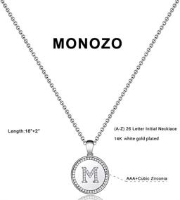 img 1 attached to 🎁 14k Gold Filled CZ Initial Letter Pendant Necklace - MONOZO Dainty Disc A-Z Alphabet Jewelry for Women and Teen Girls, Perfect Gift