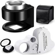 enhanced visibility with dual loupe magnifiers - portable metal illuminated magnifying glass with 6 lights, 30x and 60x power – ideal for gems, jewelry, rocks, stamps - includes cases logo