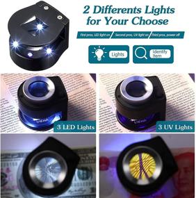 img 3 attached to Enhanced Visibility with Dual Loupe Magnifiers - Portable Metal Illuminated Magnifying Glass with 6 Lights, 30X and 60X Power – Ideal for Gems, Jewelry, Rocks, Stamps - Includes Cases