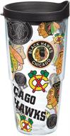 🍺 tervis chicago blackhawks insulated tumbler cup - made in usa, double walled, keeps drinks cold & hot, 24oz water bottle, all over логотип