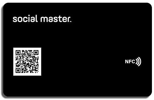 social master digital business card plastic wallet sized nfc tag for instant contact and social media sharing no app required no fees ios and android compatible (black) 로고