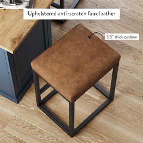 img 2 attached to 🪑 Nathan James Nelson Bar Stool, Leather Cushion, Metal Base - 24 inches, Warm Brown/Black