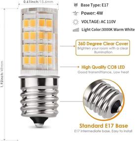 img 2 attached to 🔆 E17 LED Bulb for Microwave Oven and Kitchen Appliance Light, 4W (40W Halogen Equivalent), Warm White 3000K, Dimmable - Pack of 2, with E17 Indicator Intermediate Base