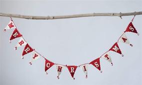 img 2 attached to 🎄 Cream and Red Banner Style Merry Christmas Poms Garland in Wool Felt – Creative Co-Op, Red