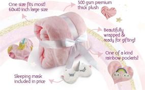 img 1 attached to 🦄 Premium Quality Unicorn Blanket Set for Girls with Eye Mask, Extra Soft, Ribbon Wrapped Gift by Aloha Cozy