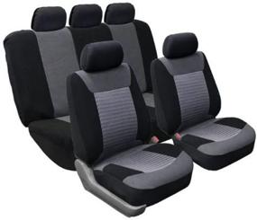 img 1 attached to 🚗 Универсальное премиум сиденье из ткани с 3D-сеткой совместимое с подушками безопасности цвета серый для автомобилей, внедорожников, грузовиков и фургонов - FH Group FB062GRAY115
