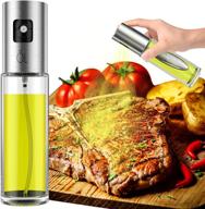 🍃 portable olive oil sprayer mister for cooking, bbq, salad, baking - glass bottle, 3.4oz capacity - includes free tube brush logo