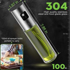 img 1 attached to 🍃 Portable Olive Oil Sprayer Mister for Cooking, BBQ, Salad, Baking - Glass Bottle, 3.4oz Capacity - Includes Free Tube Brush