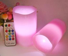 img 3 attached to 🕯️ Enhance Your Space with Pink Flameless Candles Set - Real Wax Pillar Candles Battery-operated with Rose Scented and Multifunctional Remote, Timer, Color-changing, Flickering, Nightlight - Perfect for Weddings and Gifting
